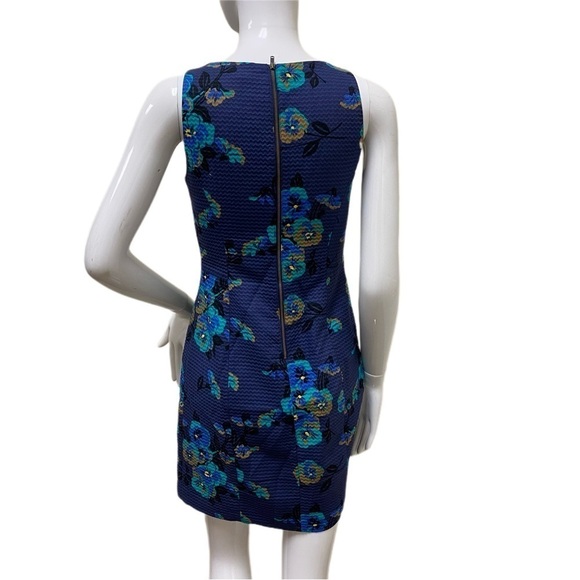 Fossil Blue Dress Lite Blue Flowers Zips Up Back - Picture 2 of 9